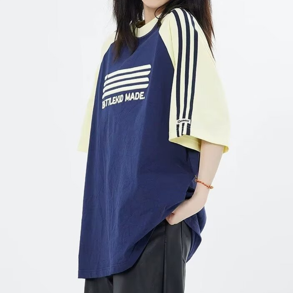 American Couple Contrast Embroidered T-shirt