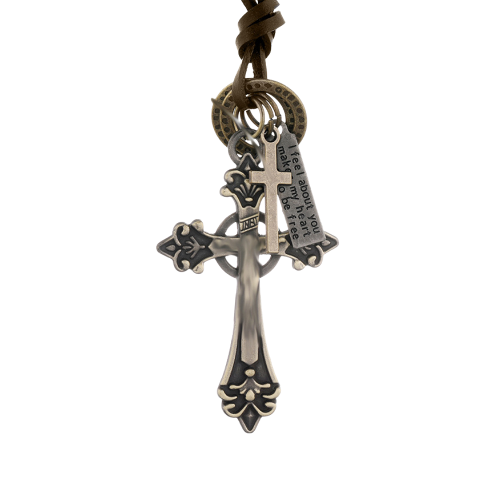 Cross Pull Leather Necklace