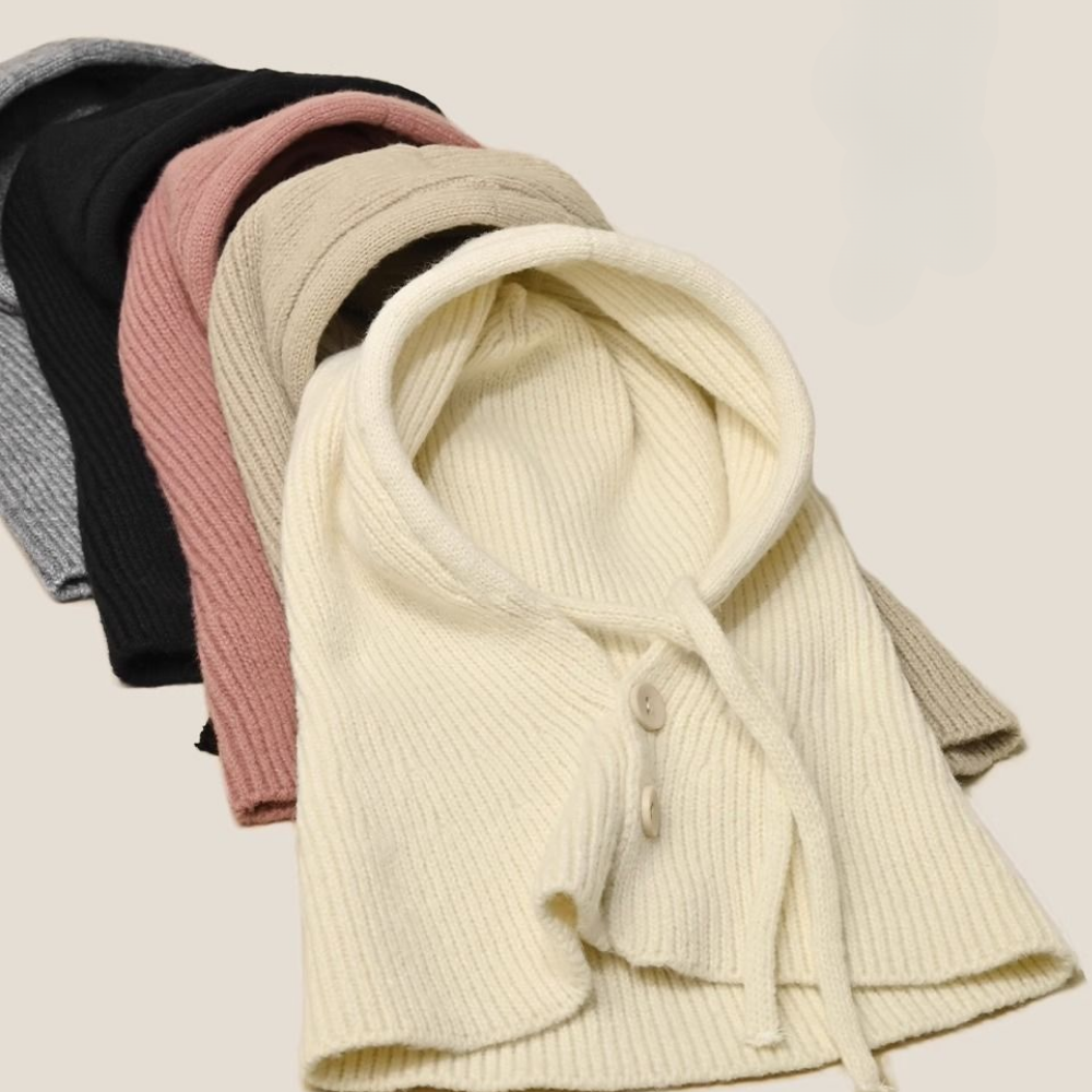 Solid Color Scarf Knitted Hat