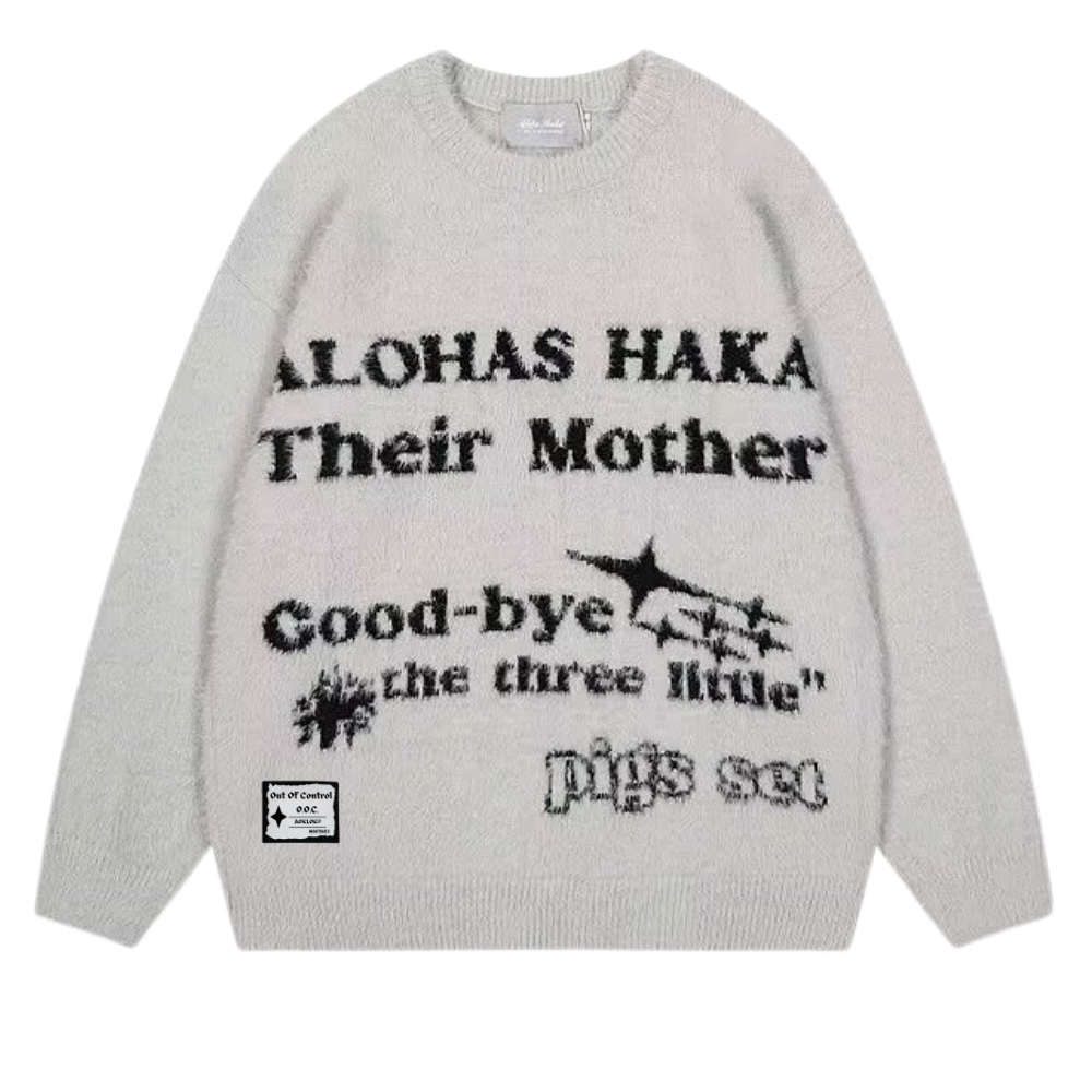 OOC' Vintage Jacquard Mohair Lettering Sweater