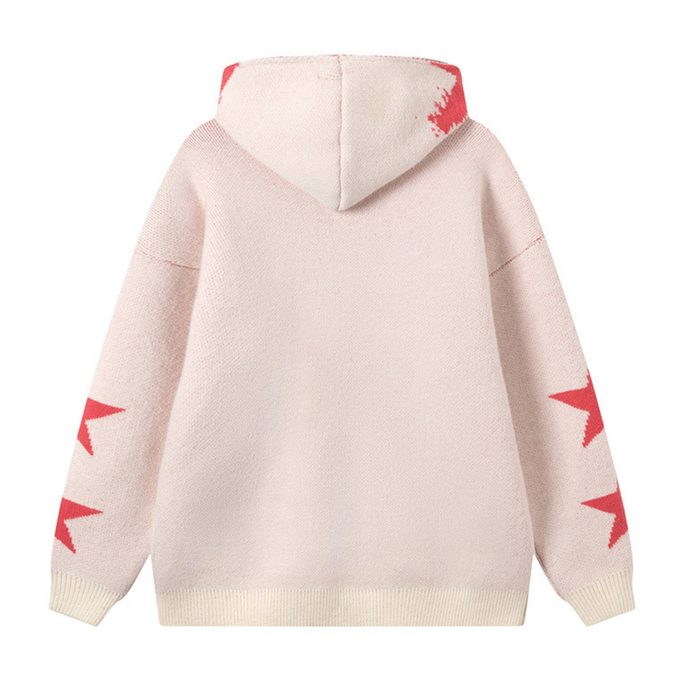 Street Zipper Graffiti Knitted Sweater