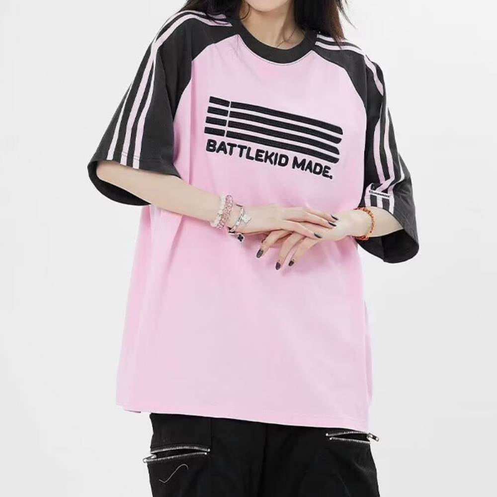 American Couple Contrast Embroidered T-shirt