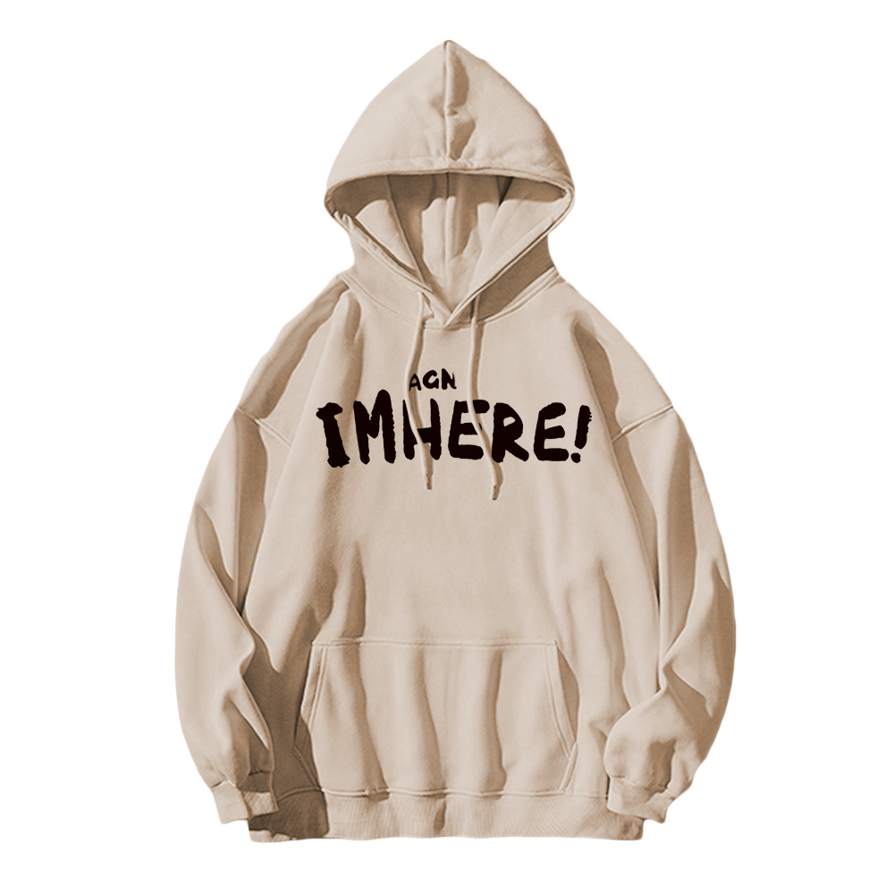 I am Here Letter Print Hoodie