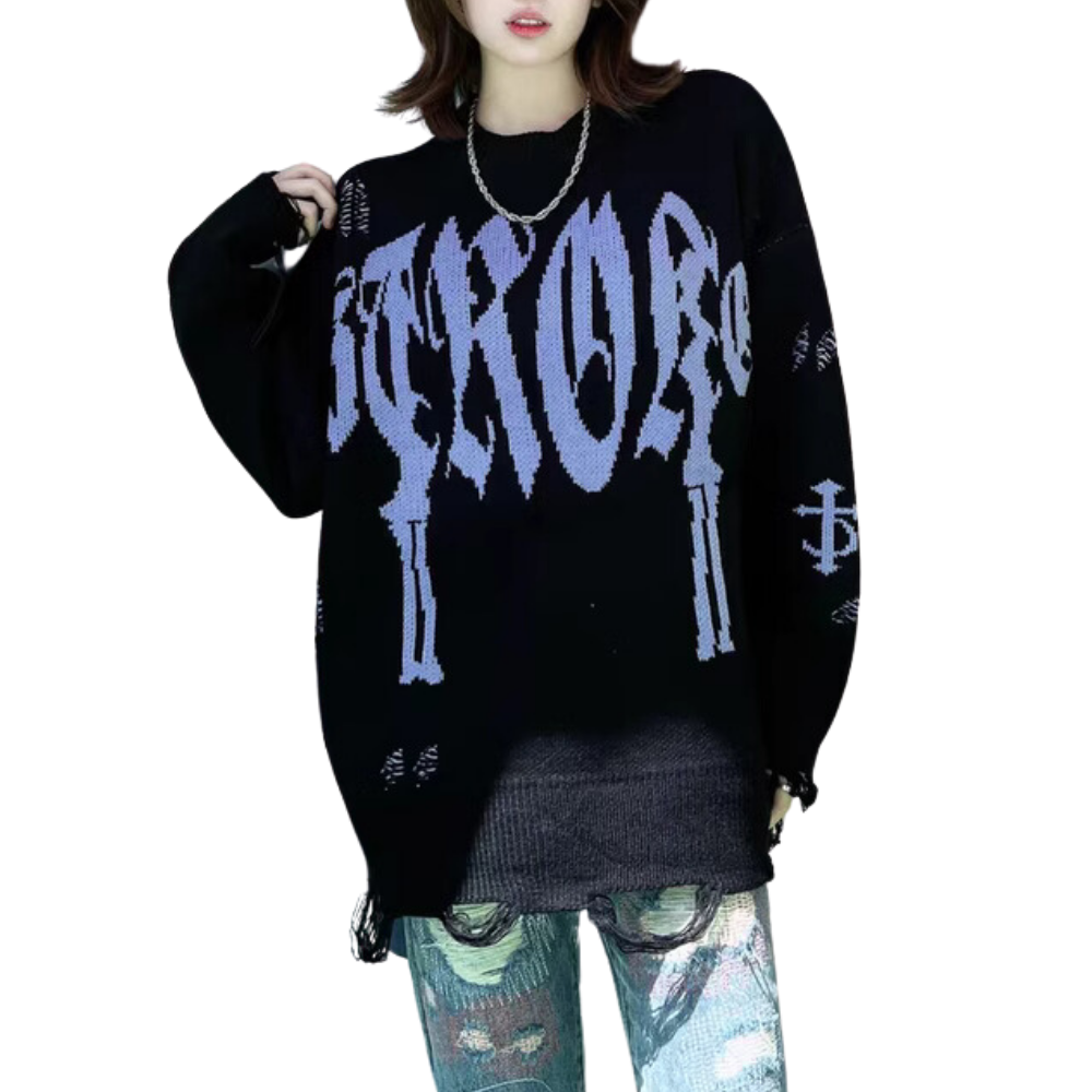 High Street Bone Letter Hole Sweater
