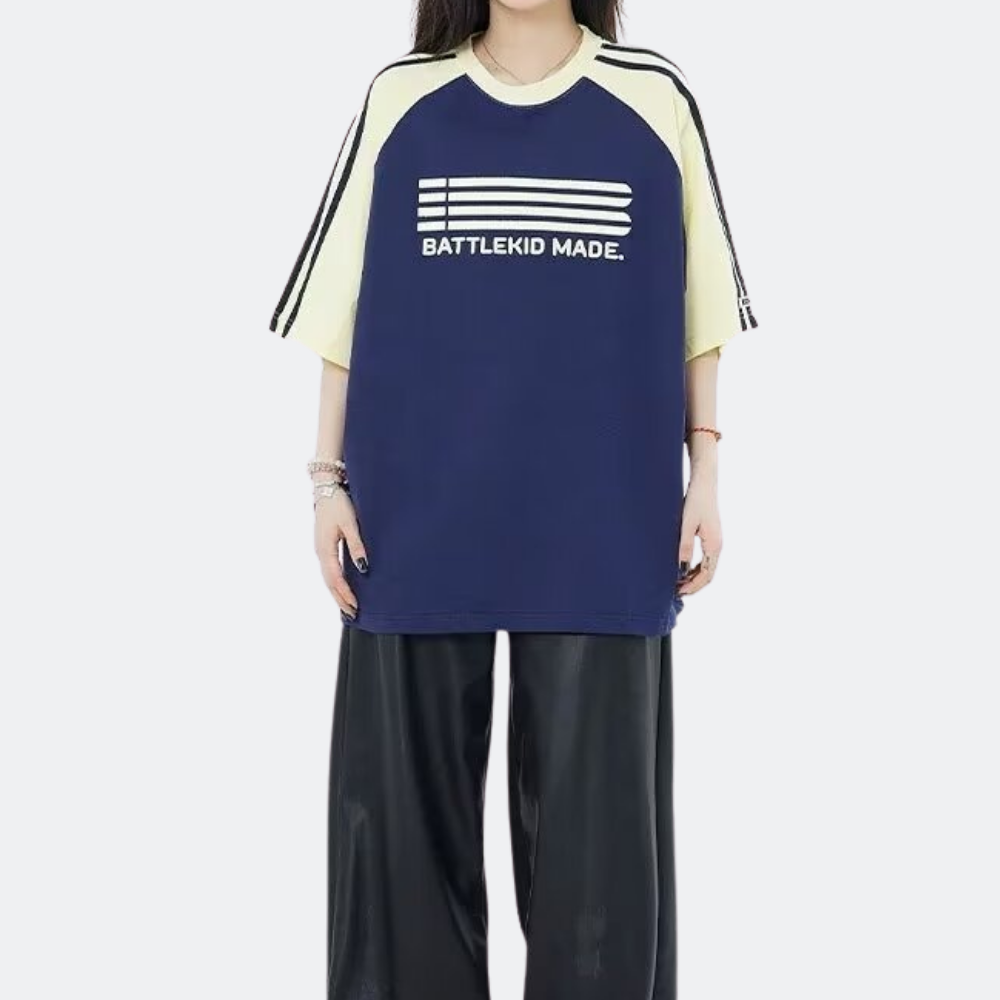 American Couple Contrast Embroidered T-shirt