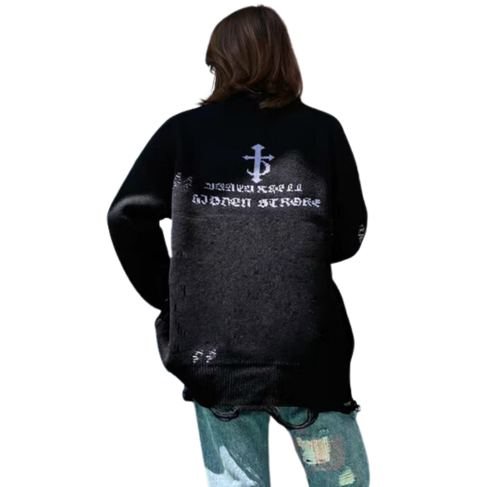 High Street Bone Letter Hole Sweater