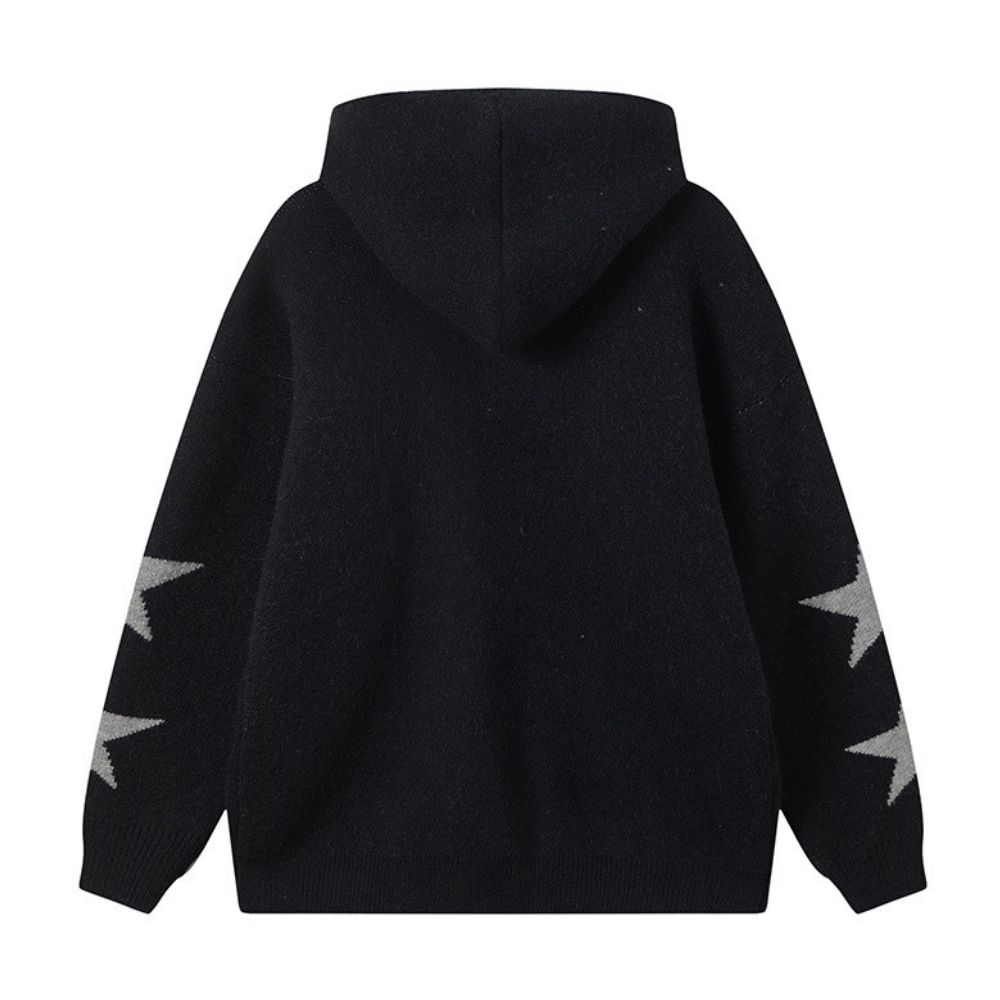 Street Zipper Graffiti Knitted Sweater