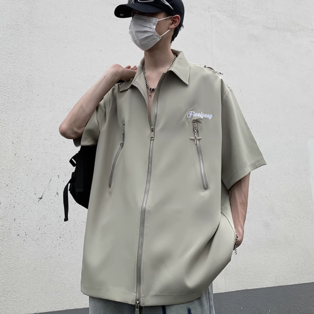 High Street Zipper Work Shirt