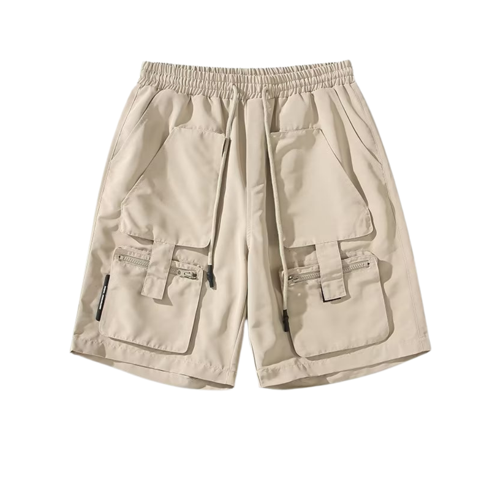Vintage Solid Multi-Pocket Shorts