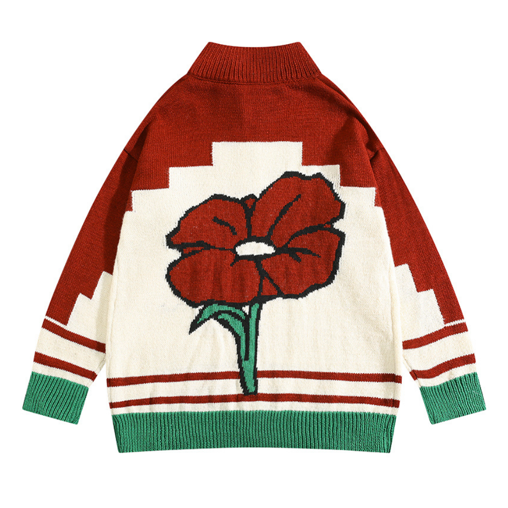 Cross Flower Cardigan Sweater