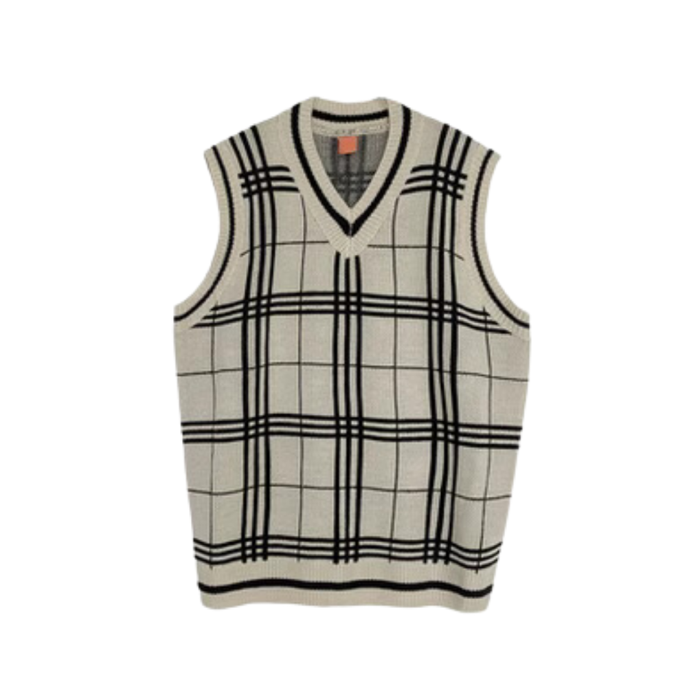 Japanese Knitted Checkered Vest