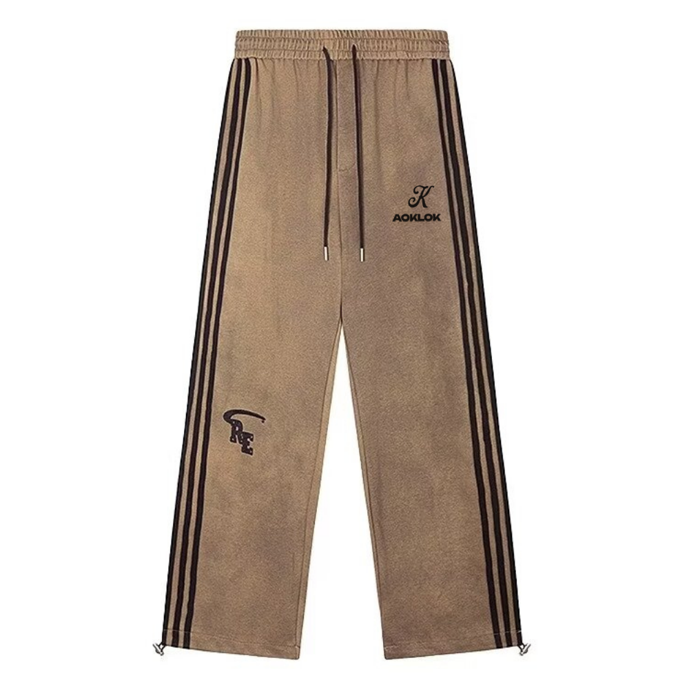 Gradient Suede Straight-Leg Sweatpant