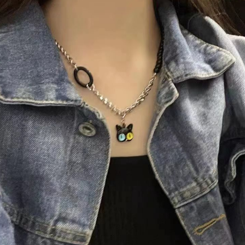 Baeleye | Cute Cat Obsidian Necklace