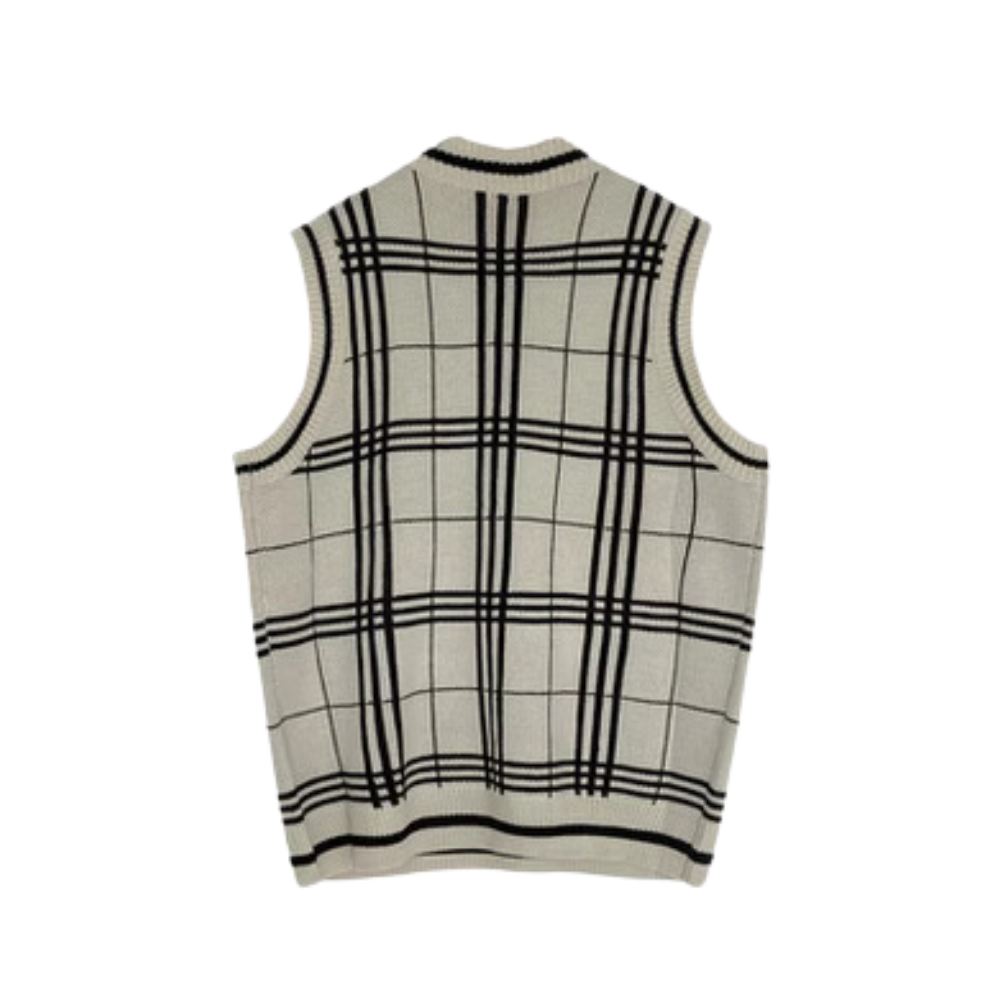 Japanese Knitted Checkered Vest
