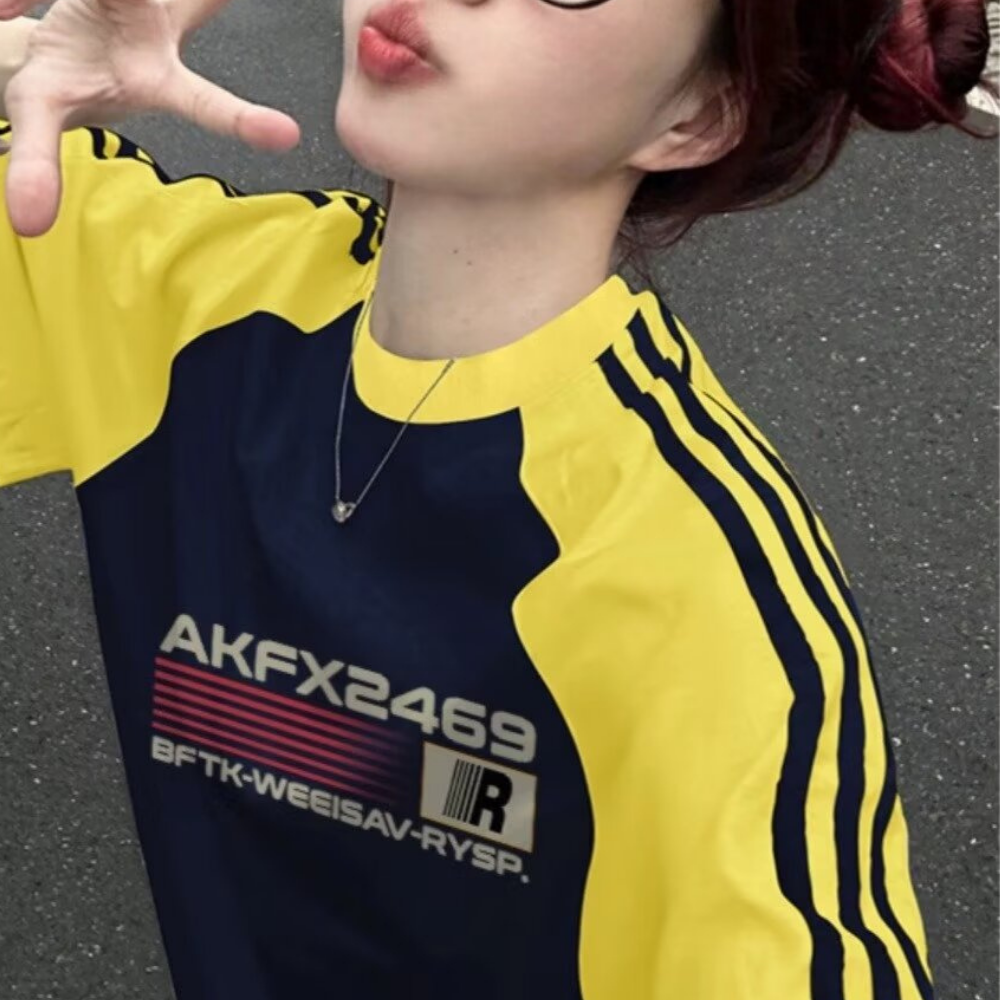 American Contrasting Stripe Design T-shirt