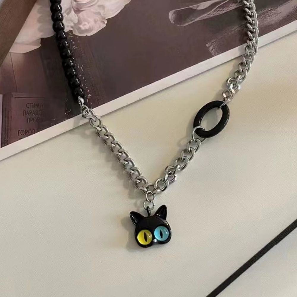 Baeleye | Cute Cat Obsidian Necklace