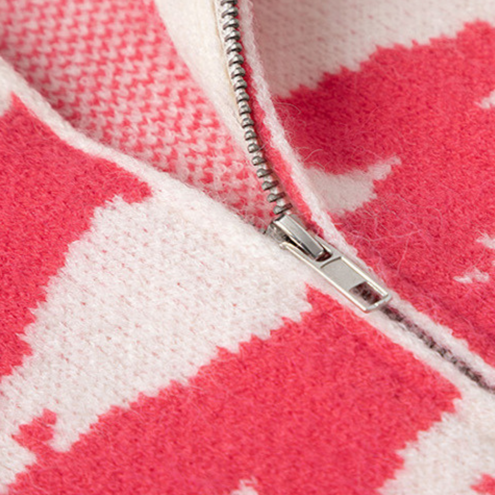 Street Zipper Graffiti Knitted Sweater
