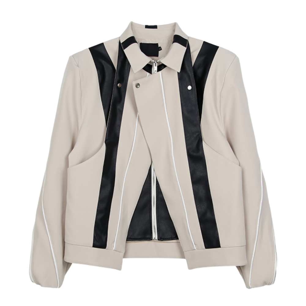 Deconstructed Paneled Leather Jacket