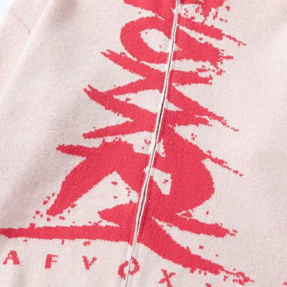 Street Zipper Graffiti Knitted Sweater