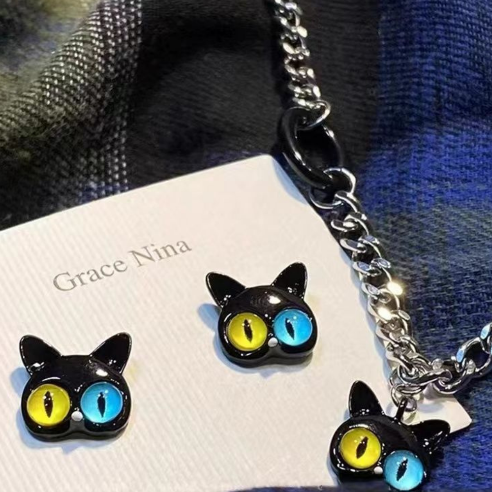 Baeleye | Cute Cat Obsidian Necklace