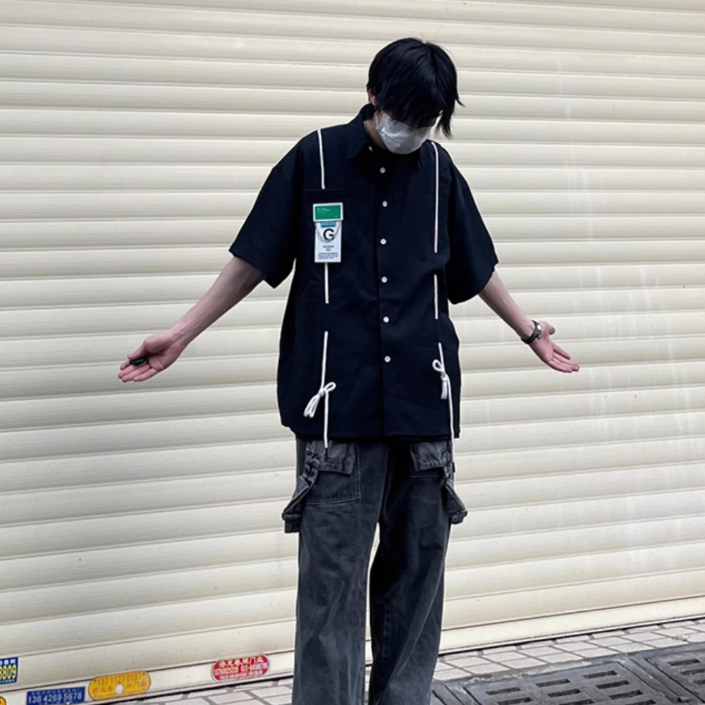 Retro String Logo Cotton Shirt