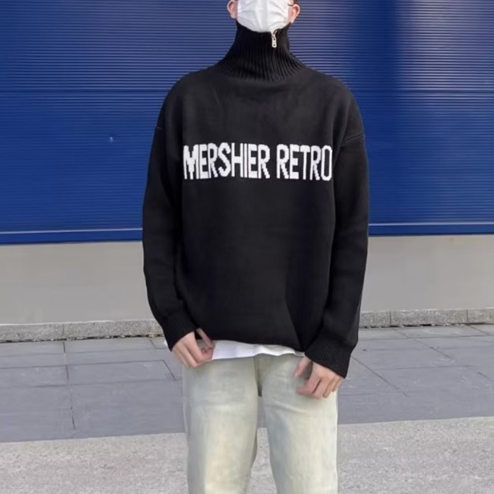 High Street Solid Color Turtleneck Sweater