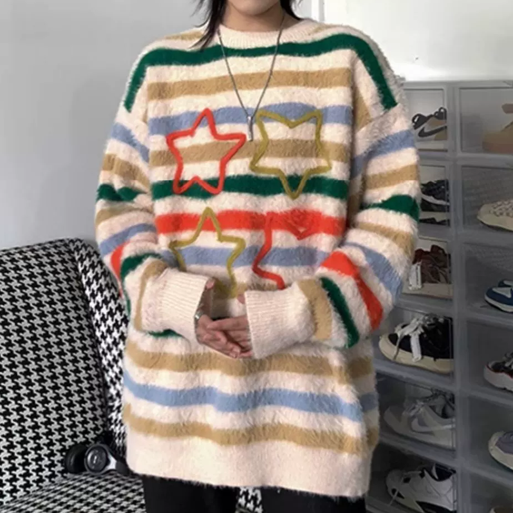 Retro Striped Stars Sweater