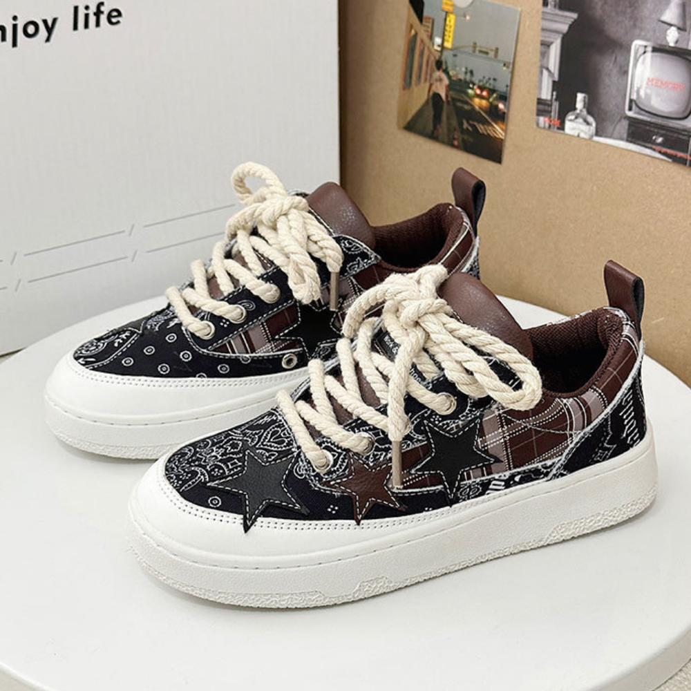 Retro Denim Patch Star Shoes