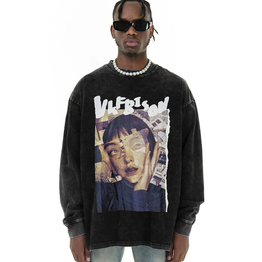 Newspaper Splicing Sense Long-Sleeve Shirt