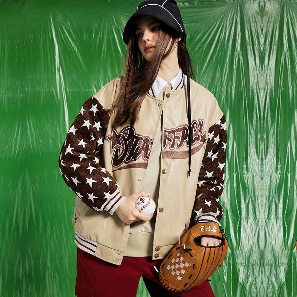 Street Star PU Stitching Varsity Jacket