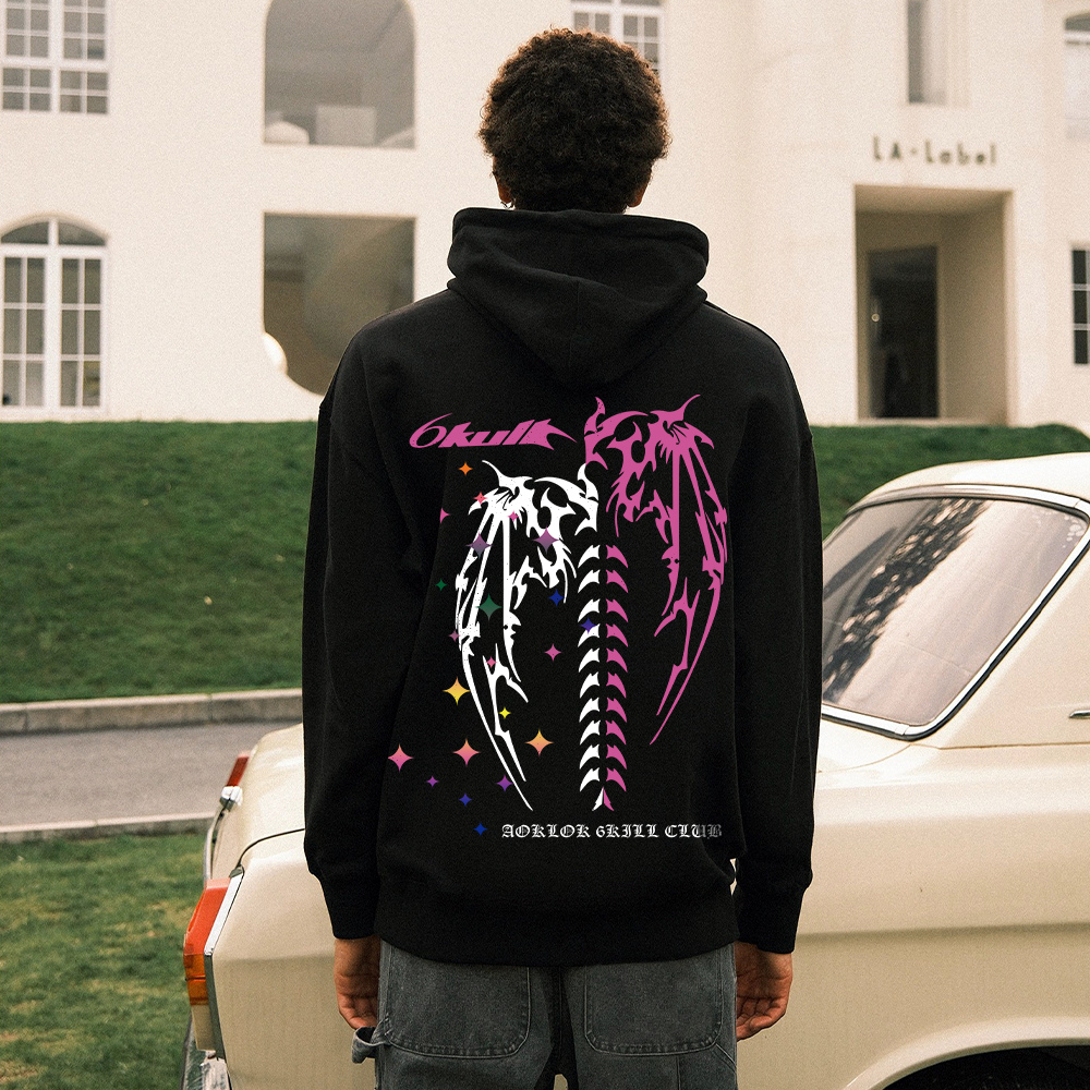 6Kull Versatile Wings Solid Color Hoodie