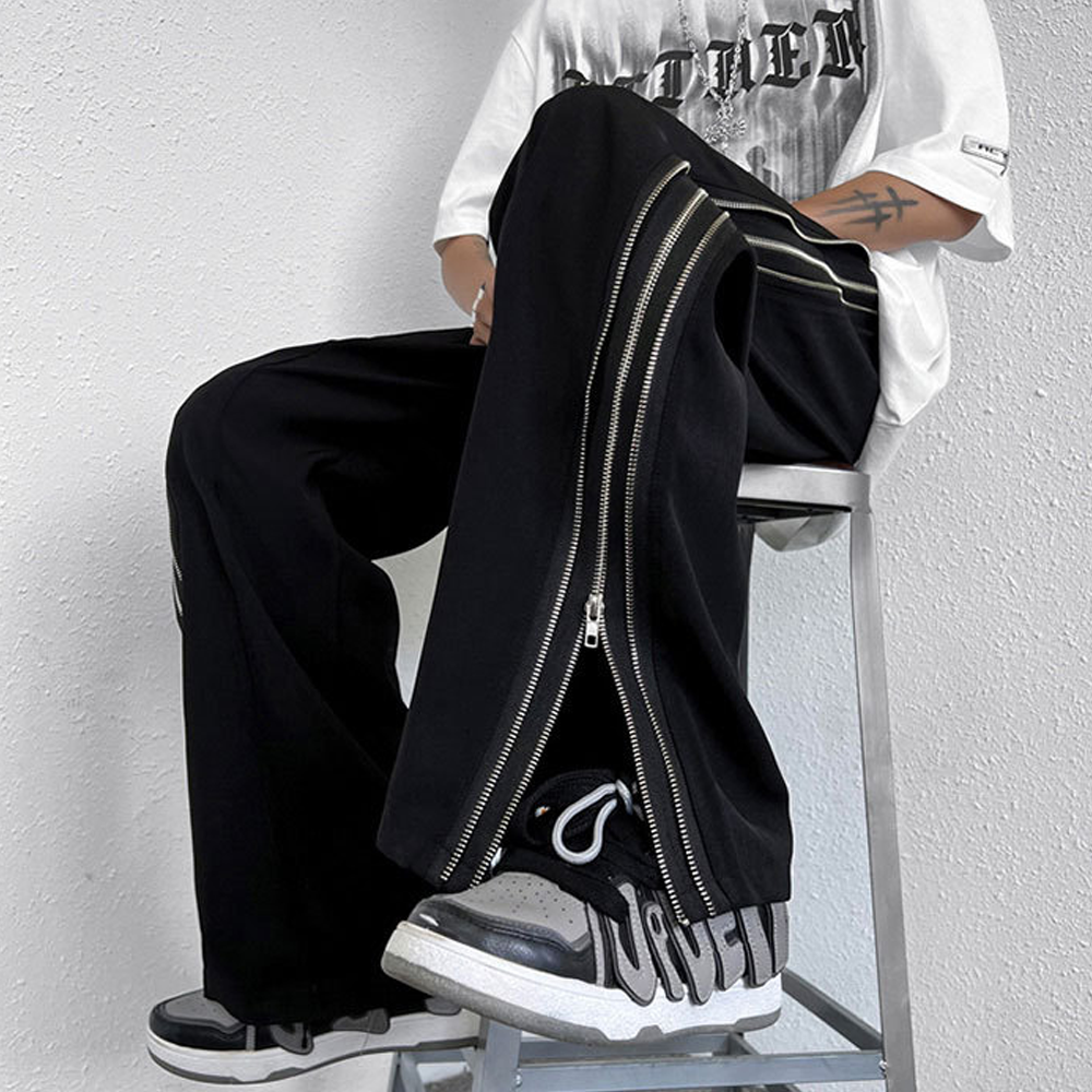 High street Straight Zipper Sweatpants