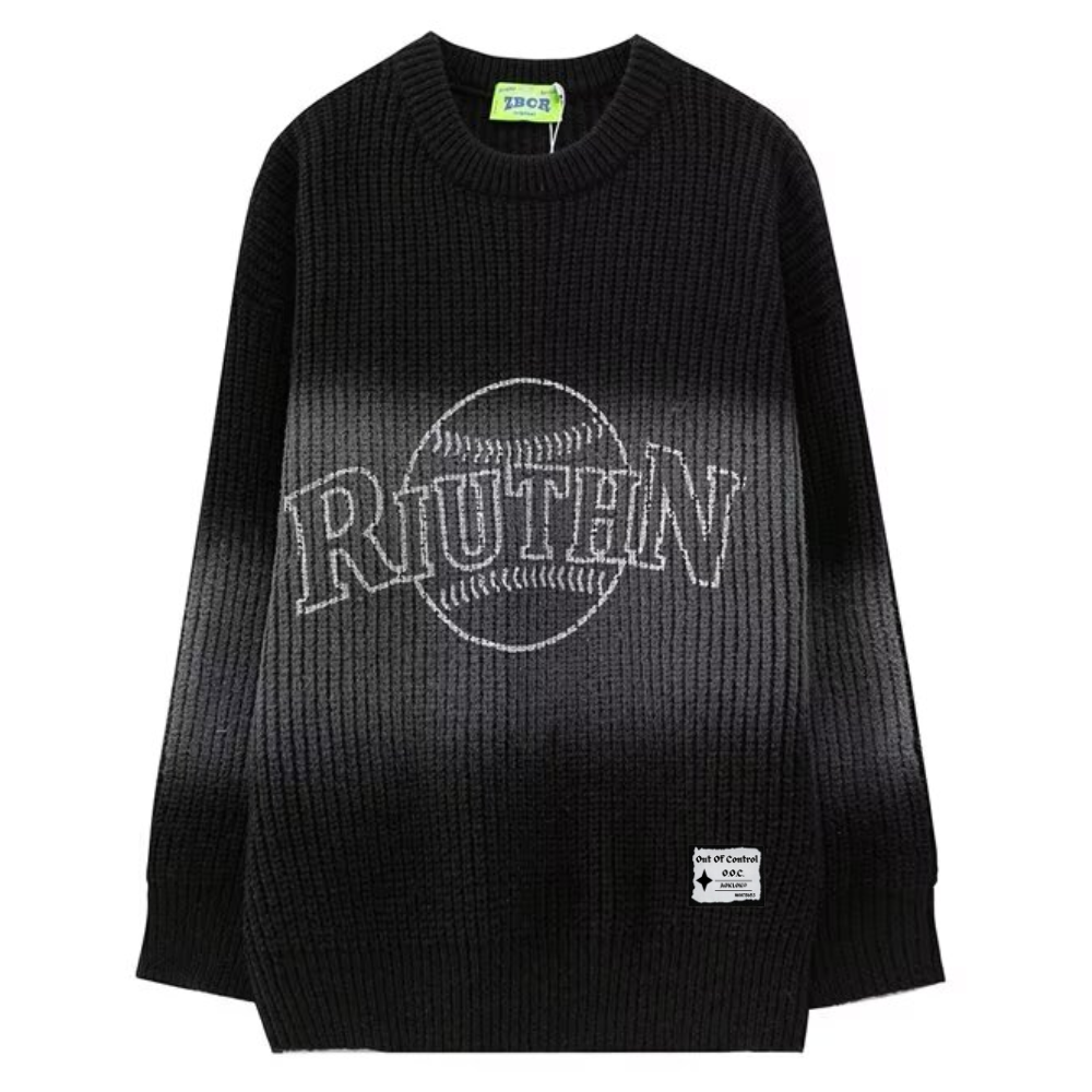 ⚡OOC' Contrast Letter Print Casual Knitted Sweater