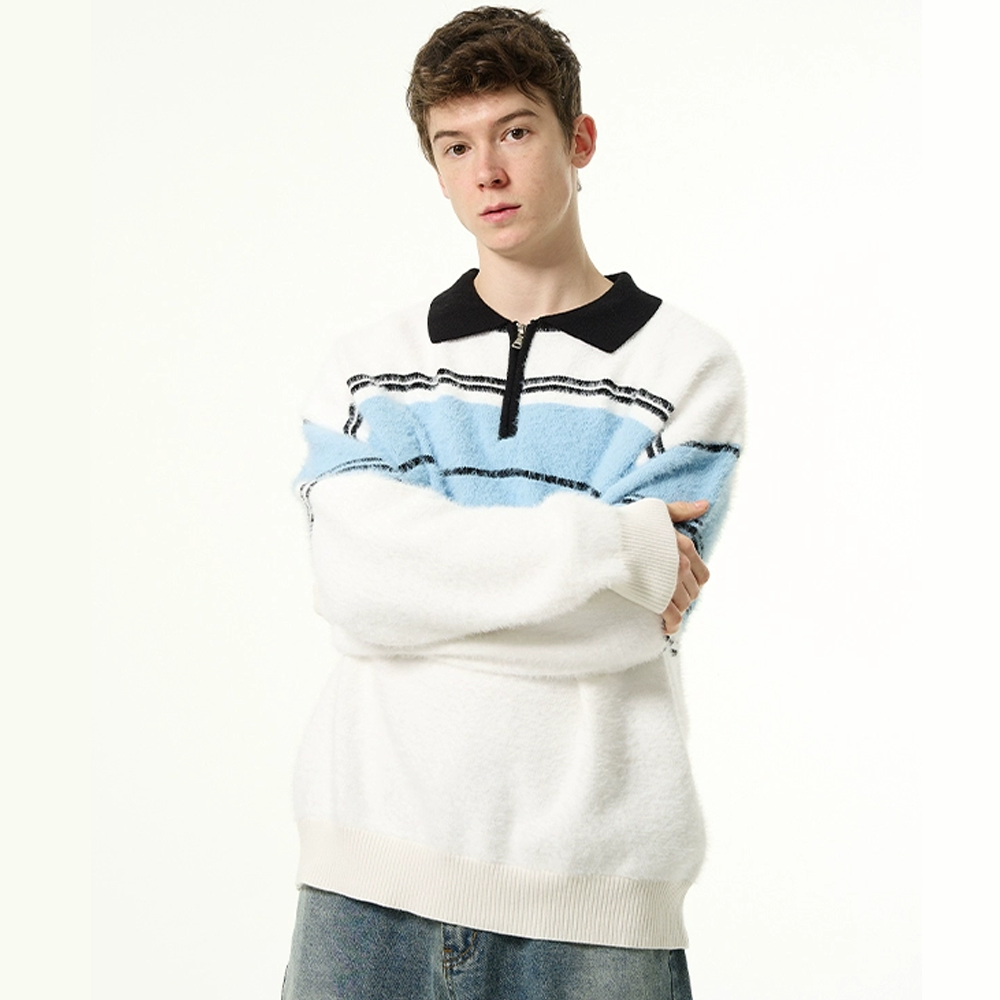 American Faux Mink Polo Sweater