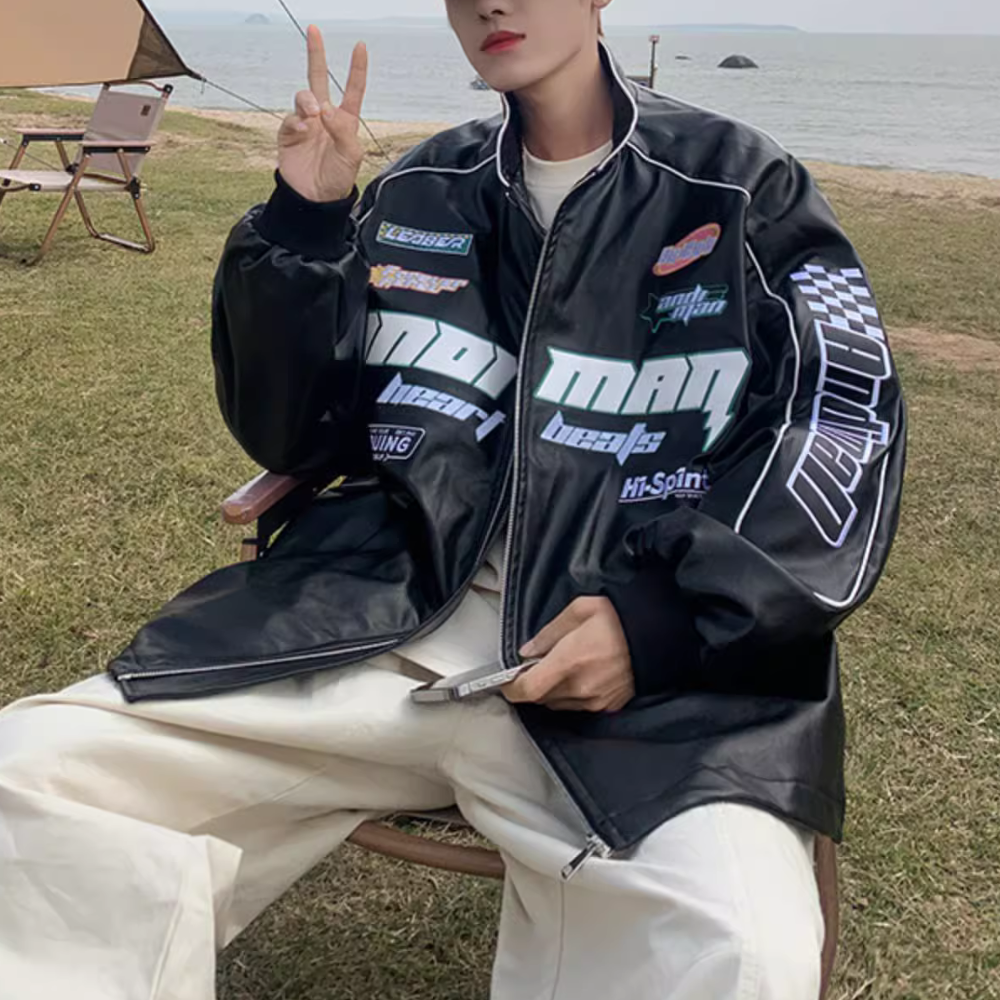 Simple Solid Color Biker Jacket