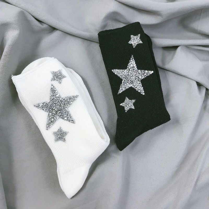 LoopStone Rhinestone White Socks