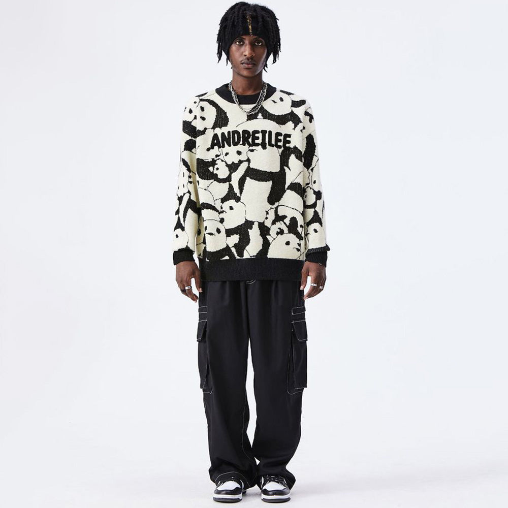 Cute Panda Bottom Flower Sweater