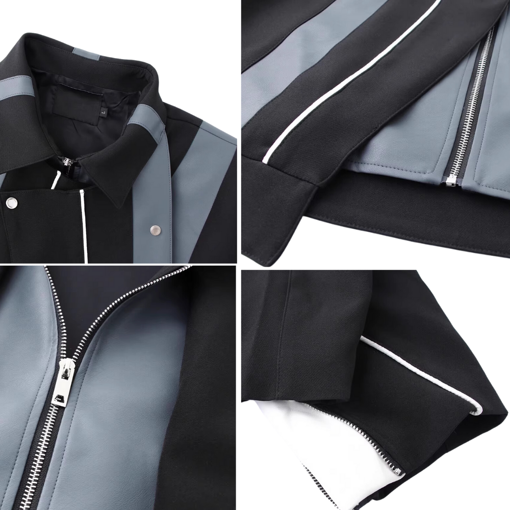 Deconstructed Paneled Leather Jacket