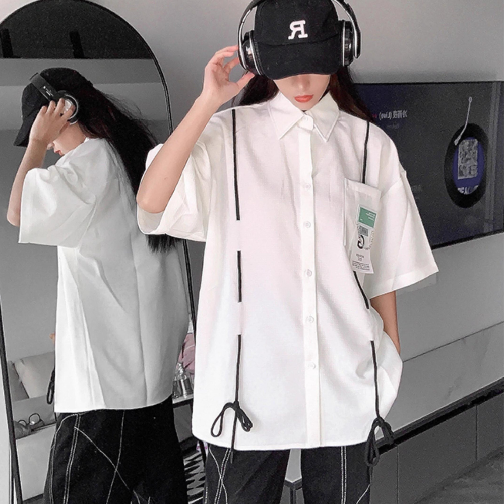 Retro String Logo Cotton Shirt