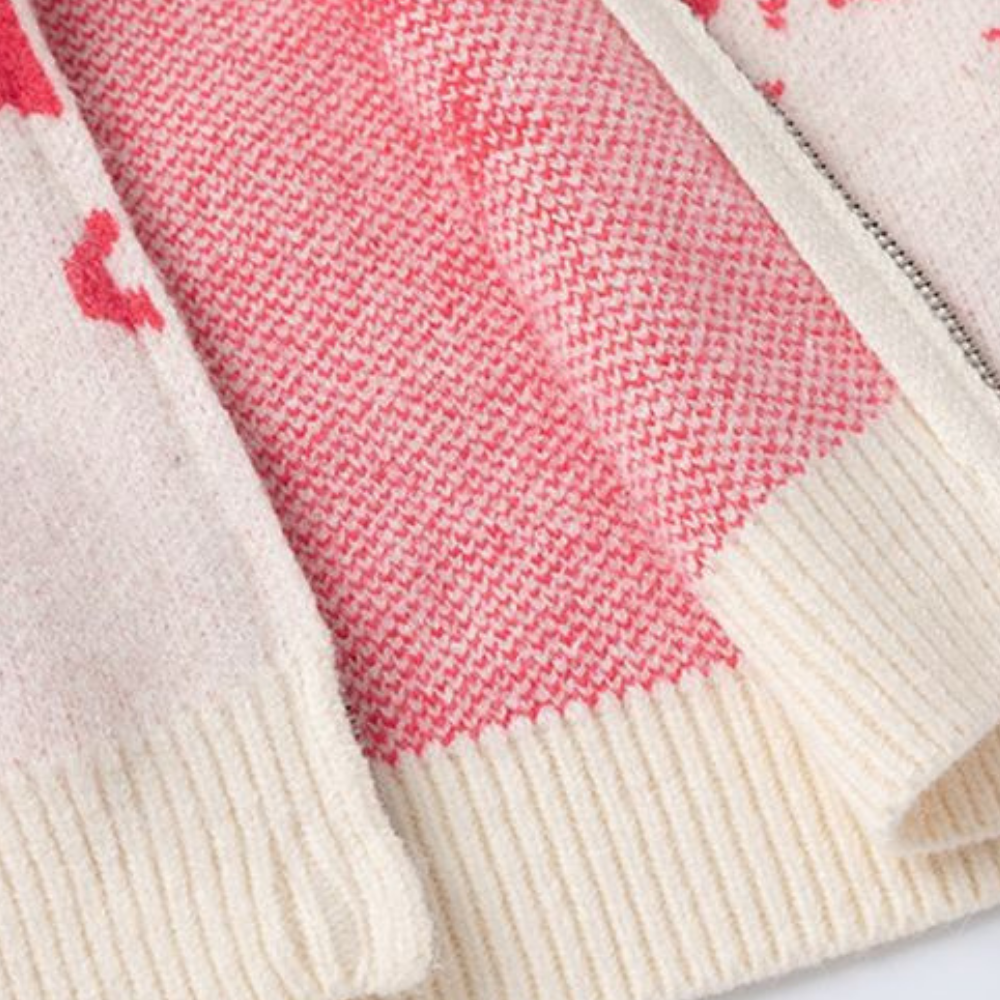 Street Zipper Graffiti Knitted Sweater