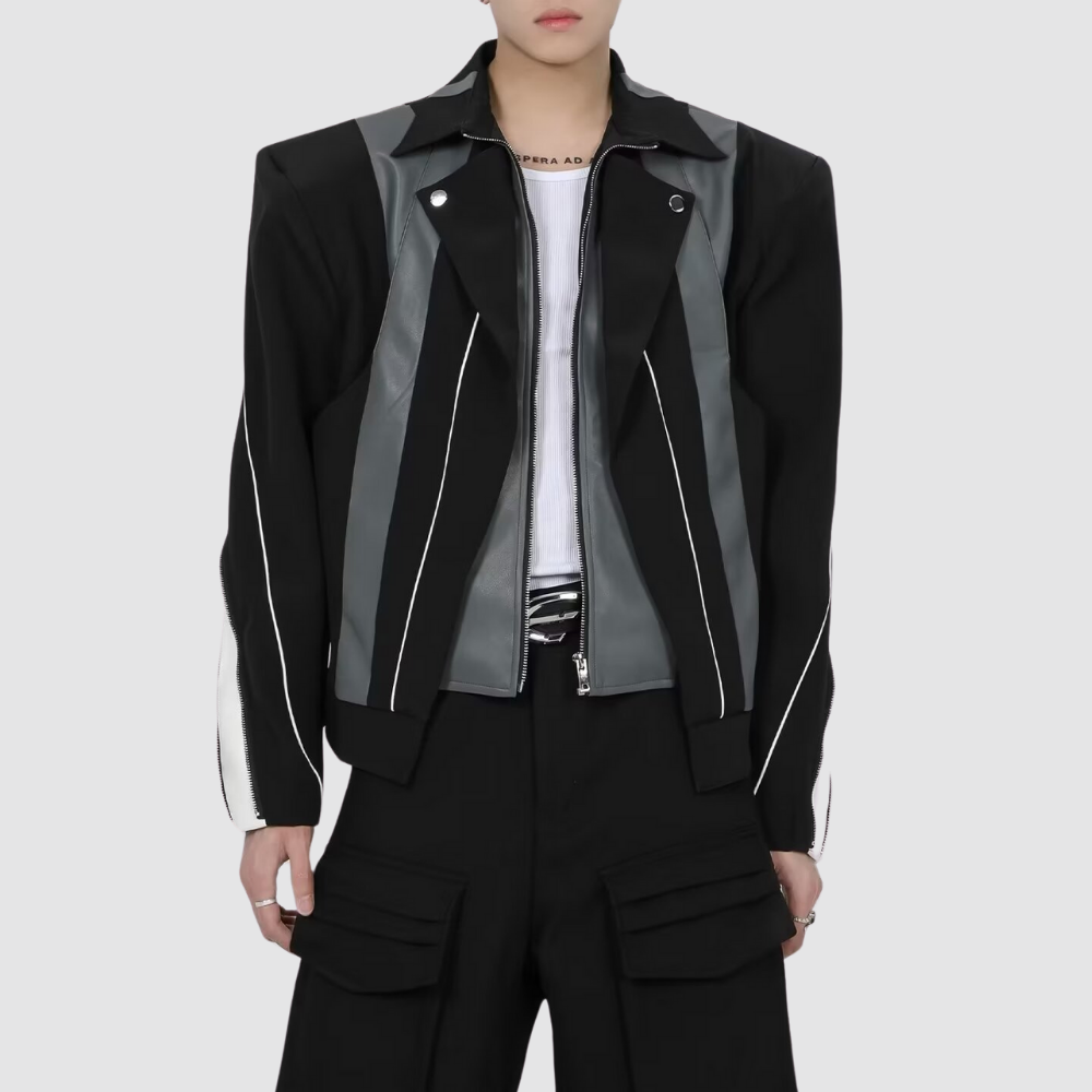 Deconstructed Paneled Leather Jacket