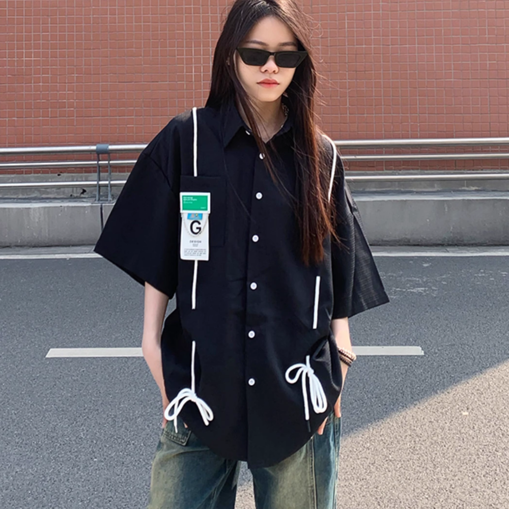 Retro String Logo Cotton Shirt