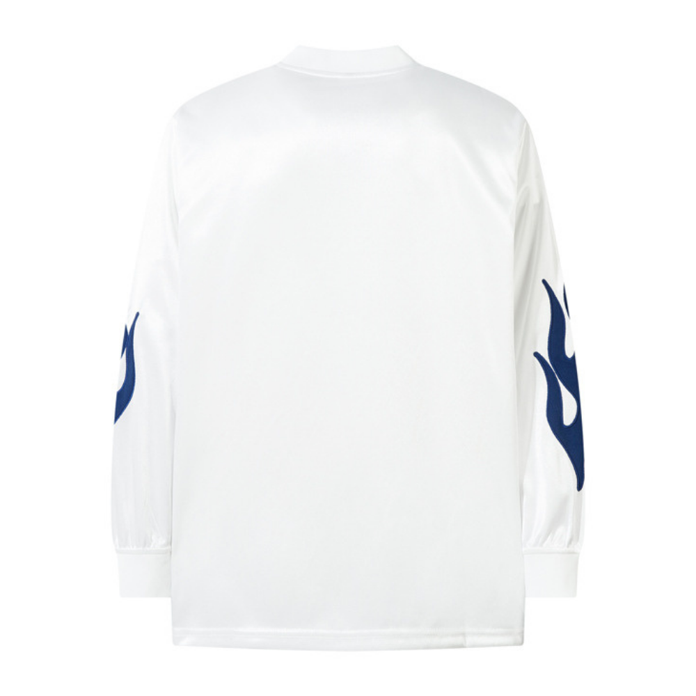V-neck Flame Embroidery Patchwork Sweatshirt