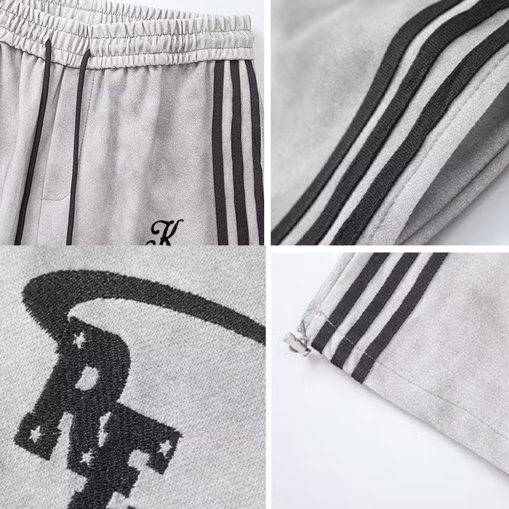 Gradient Suede Straight-Leg Sweatpant