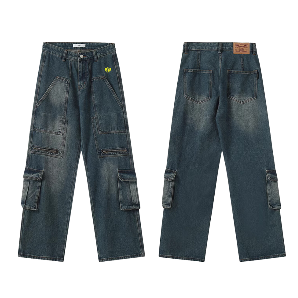 DF Distressed Zip Pockets Cargo Jeans