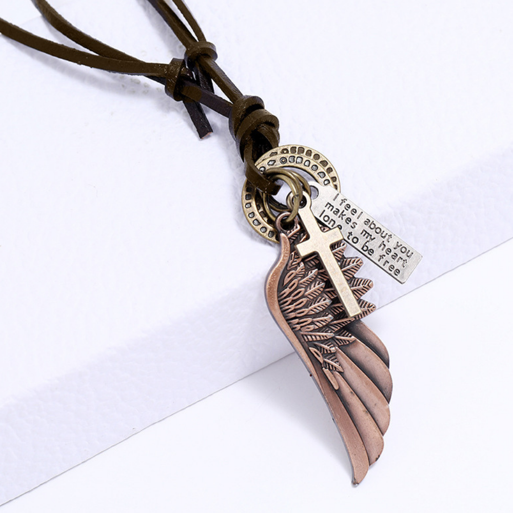 Wing Pull Leather Necklace