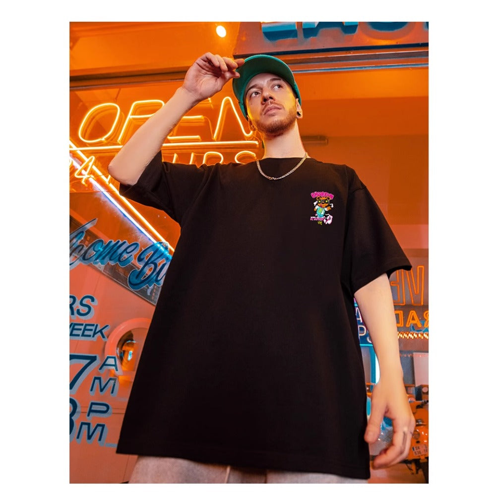 Street Philanthropist Hip Hop Bear T-Shirt Men ins Short Sleeves
