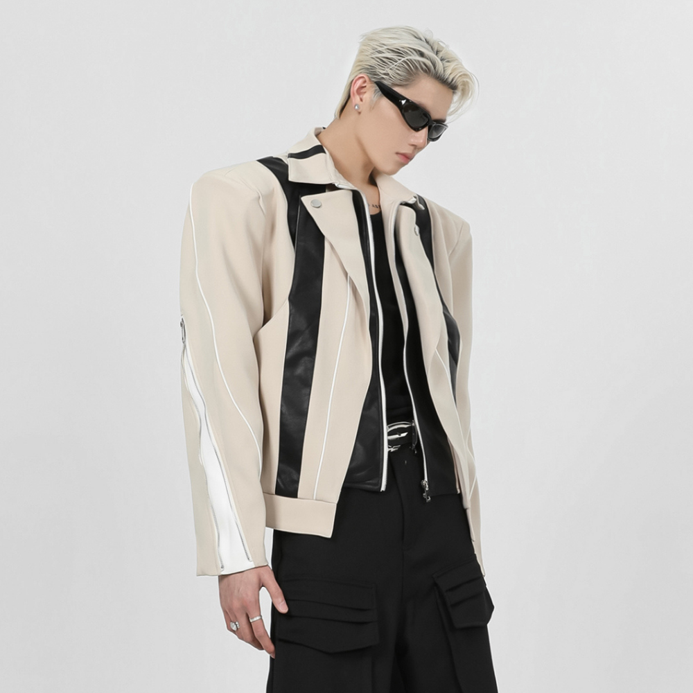 Deconstructed Paneled Leather Jacket