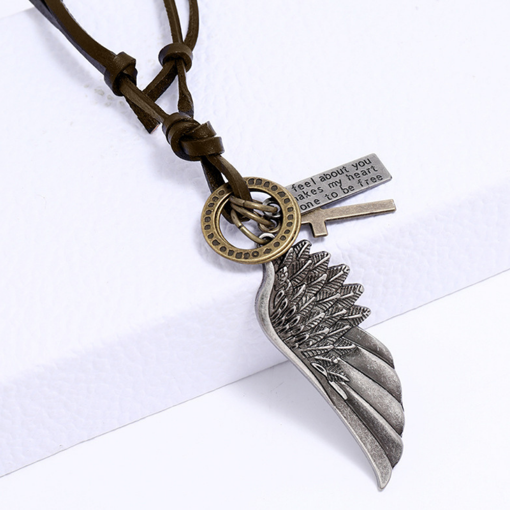 Wing Pull Leather Necklace