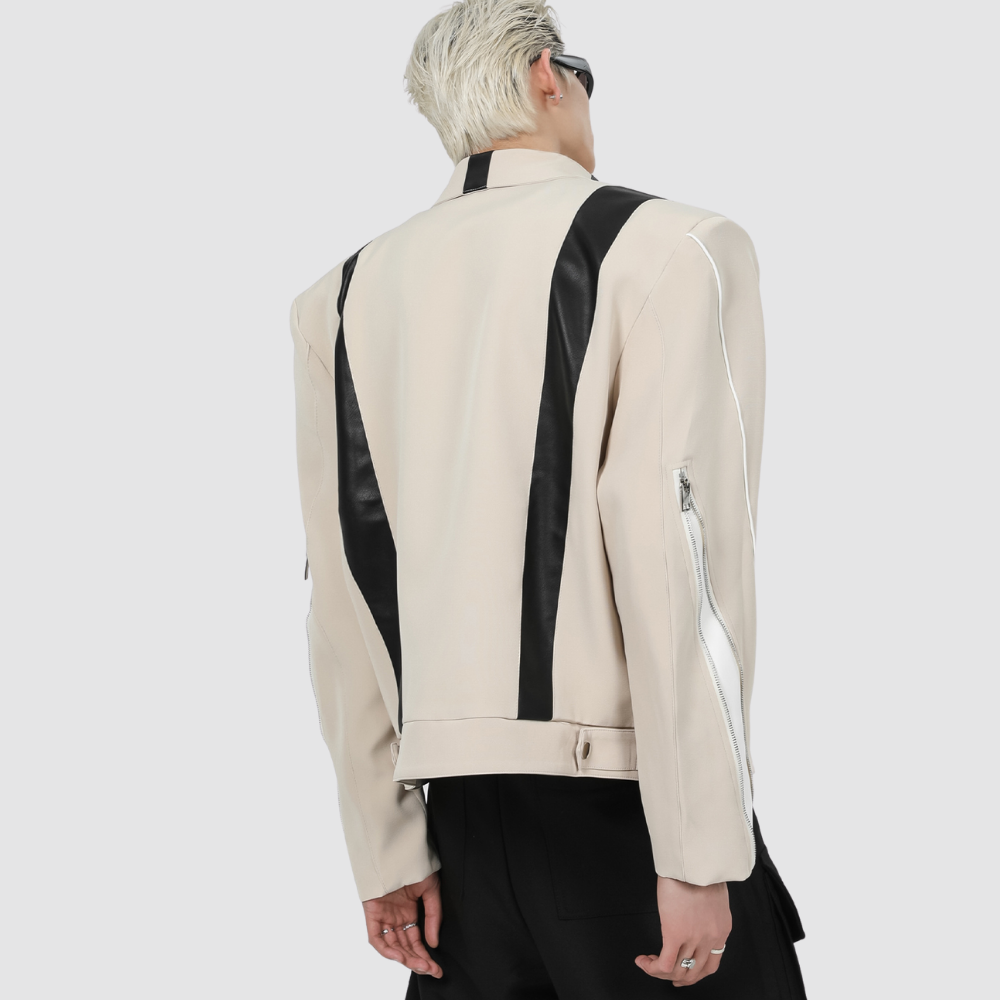 Deconstructed Paneled Leather Jacket